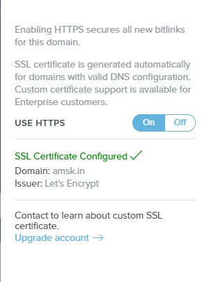 Activate a Free SSL on Branded Bitly short domain