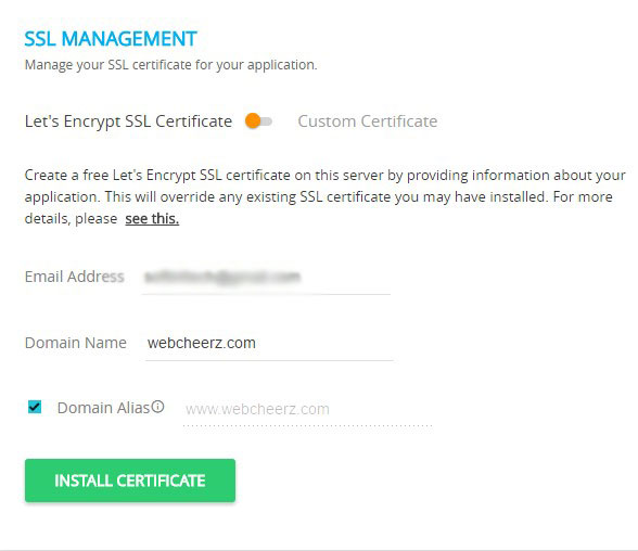 enable a Let's Encrypt Free SSL in Cloudways Hosting