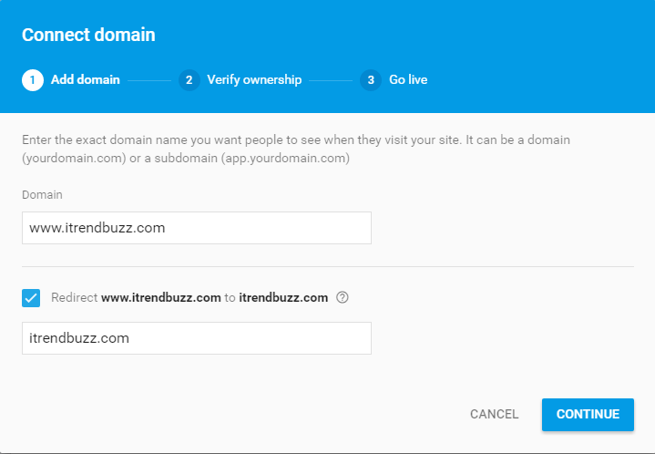 Add a Custom Domain on Google Firebase Hosting
