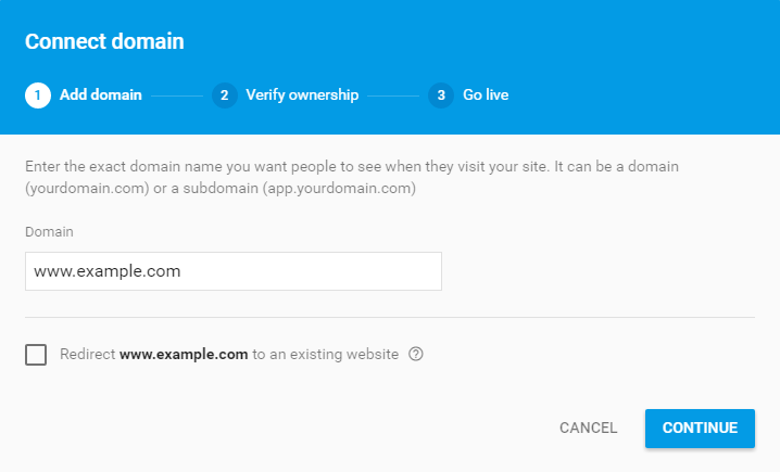 Add a Custom Domain on Google Firebase Hosting