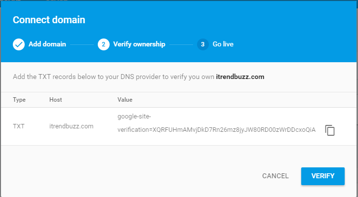 Add a Custom Domain on Google Firebase Hosting