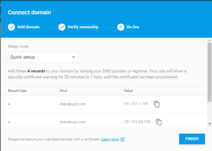 Add a Custom Domain on Google Firebase Hosting