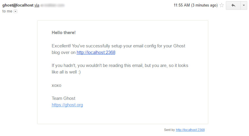 SMTP Mail service for Ghost Blog