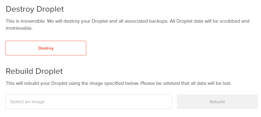 Rebuild the Droplet on Digitalocean Cloud VPS